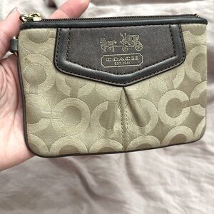 Coach tan/brown wristlet